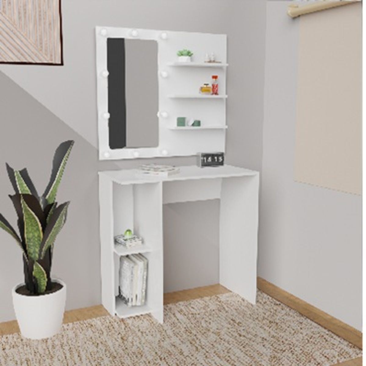 DKO DESIGN - Tocador Holly Con Luces Led 77x80x40cmblanco