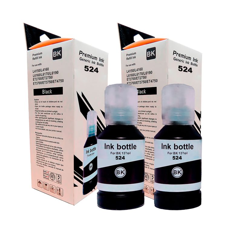 GENERICO - Tinta Compatible 524 negro impresoras Epson L6490 L15150 L15160 x2
