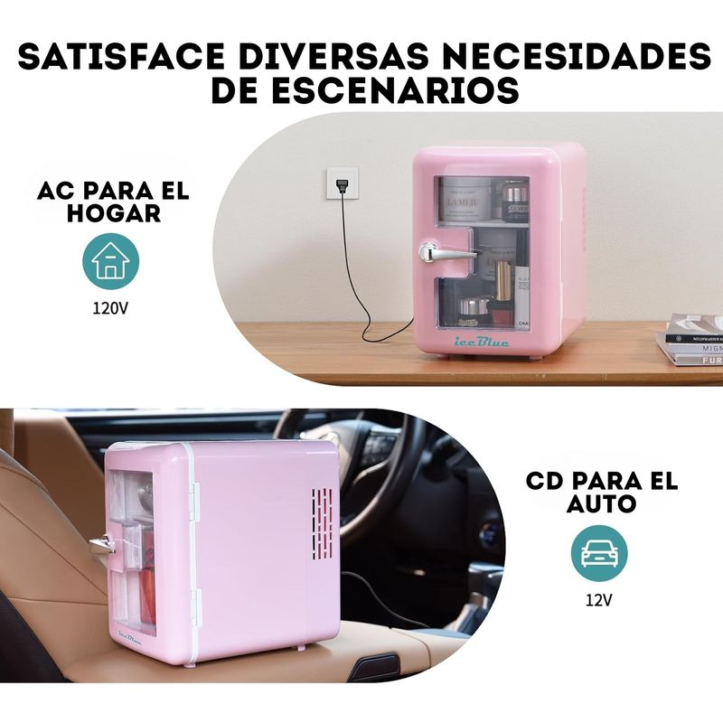 KOBALT - Mini nevera rosa portátil de 4 LITROS