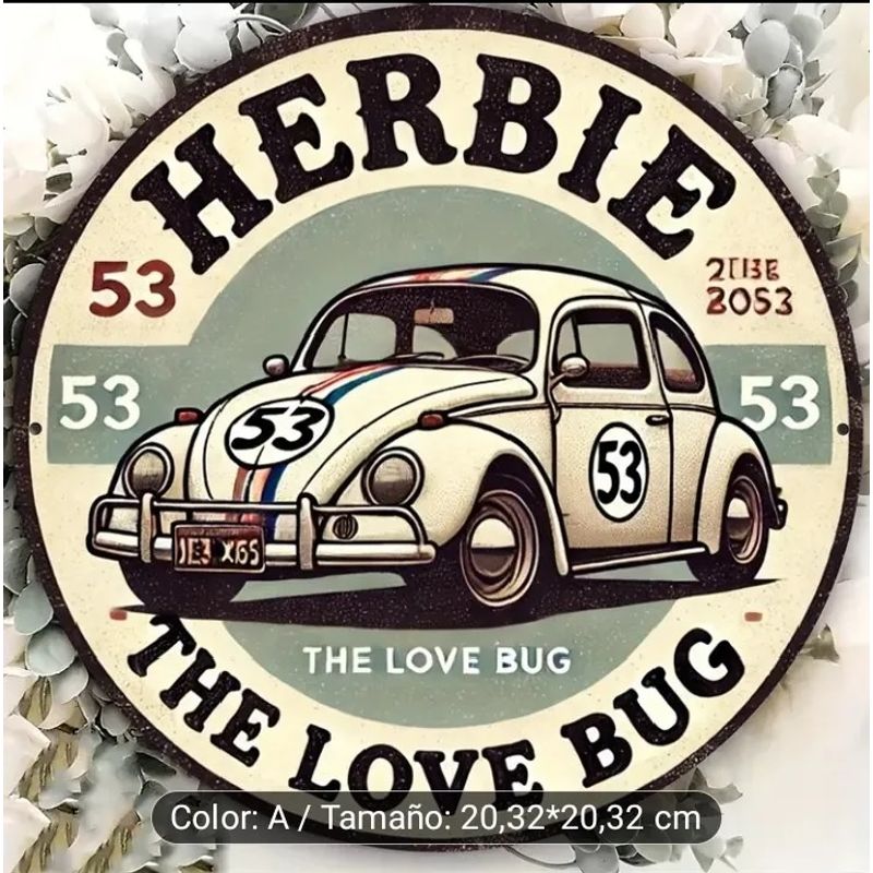 GENERICO - Aviso Metal Redondo U.s.a Comic Herbie 53 Retro Pintado