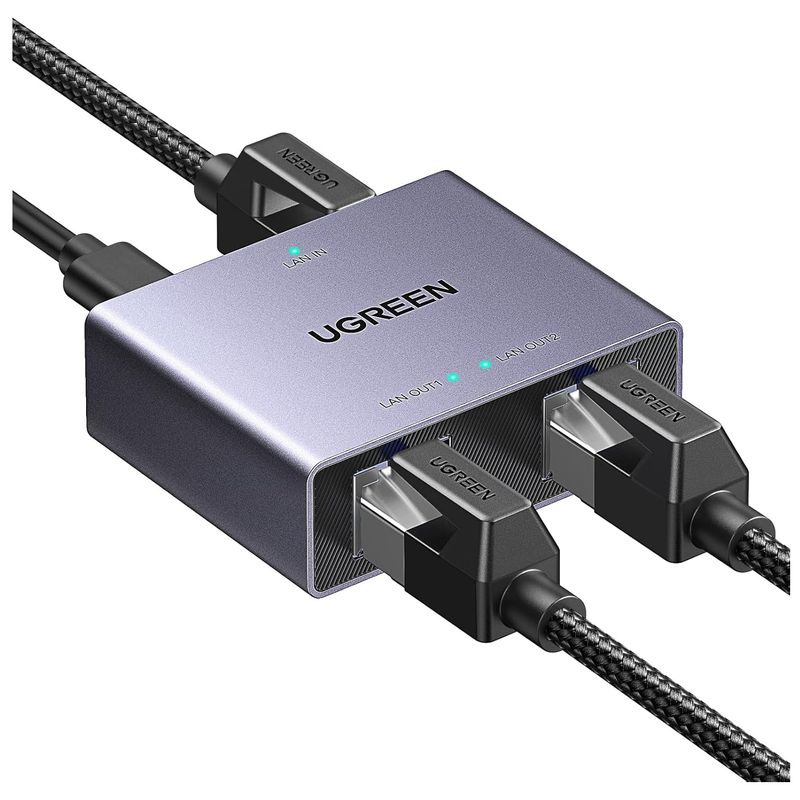 UGREEN - Divisor Internet De Red 1000 Mbps 1 A 2 Puertos RJ45 LAN