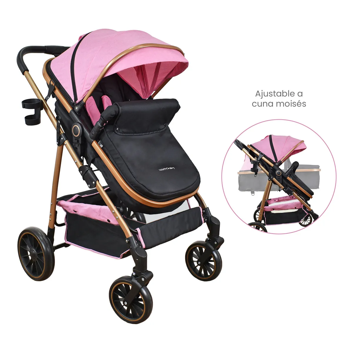 HAPPY BABY - Coche Bebe Welly Happy Baby Rosado