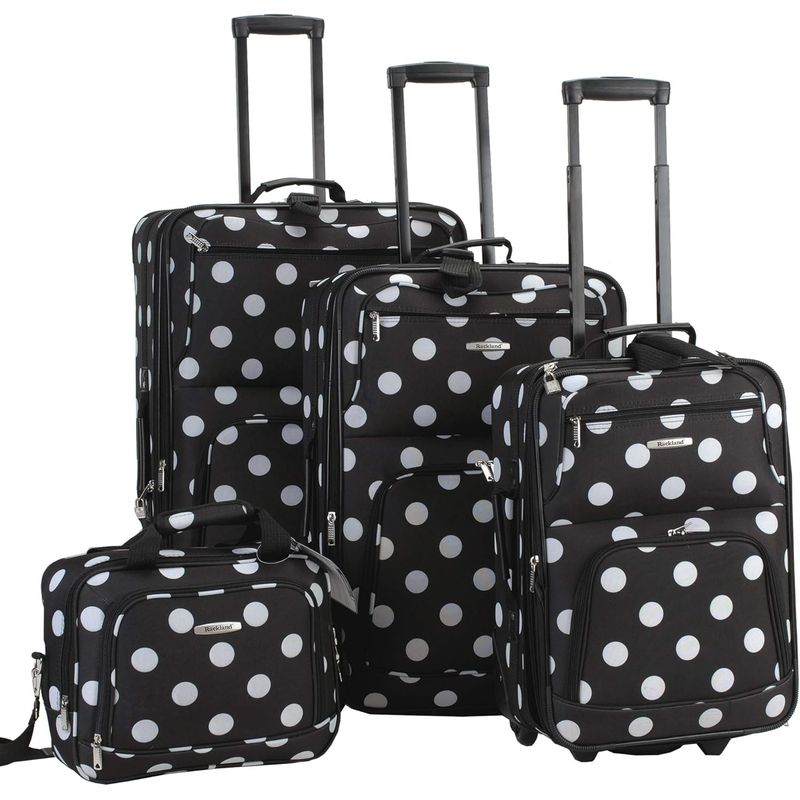 ROCKLAND - Set de maletas Rockland Polka Softside 4 piezas expandible ligero