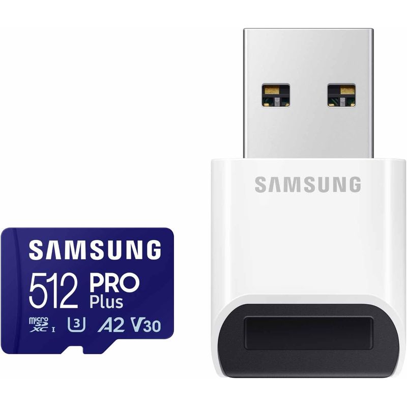 SAMSUNG - Tarjeta de Memoria Samsung PRO Plus 512 GB Hasta 180 MB/s + Lector USB
