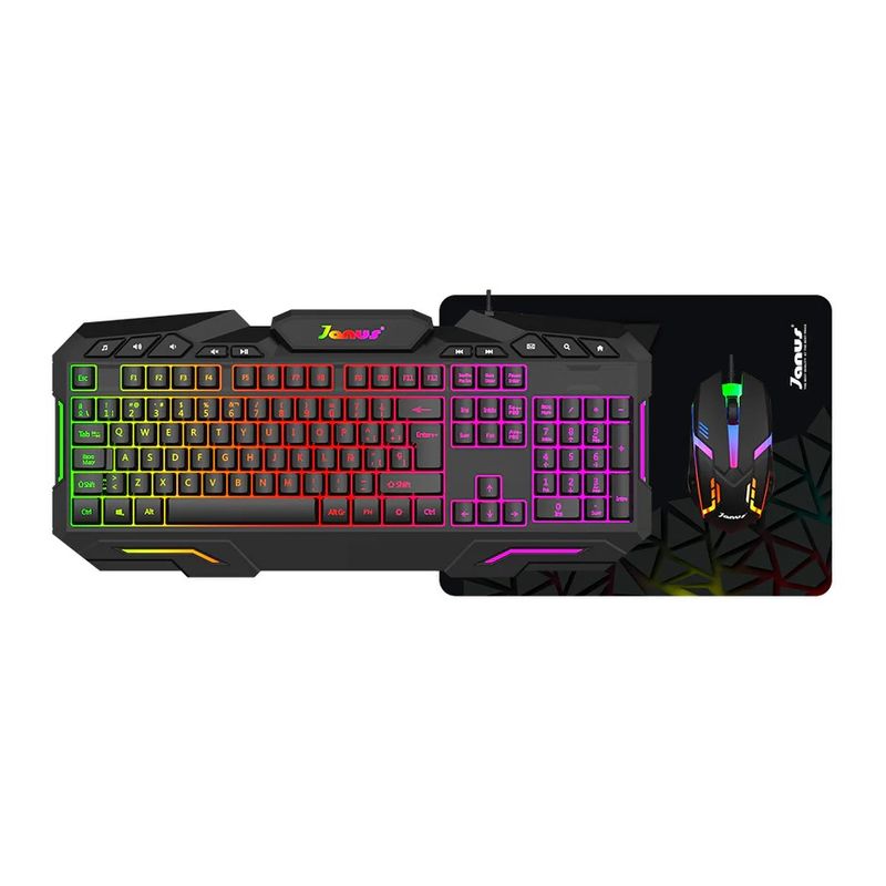 JANUS - COMBO TECLADO MEMBRANA +MOUSE JANUS GAMER XTREME PRIME ILUMINADO EN COLORES