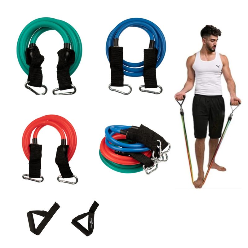 SPORTFITNESS - Set De 3 Bandas Elásticas Tubulares Resistencia Fitness