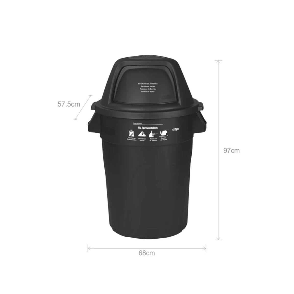 ESTRA - Estra Contenedor Elite Tapa Domo 121 Lt Negro Marcado