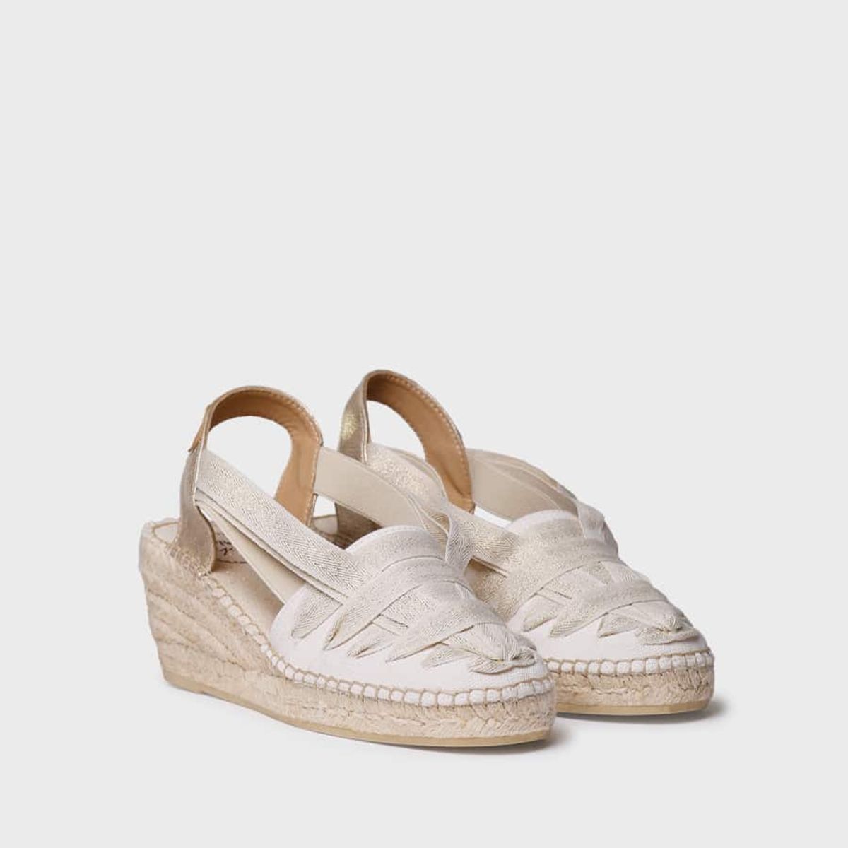 TONI PONS - Alpargata de mujer en algodón crudo con cuña y cintas  TRACY-CZ