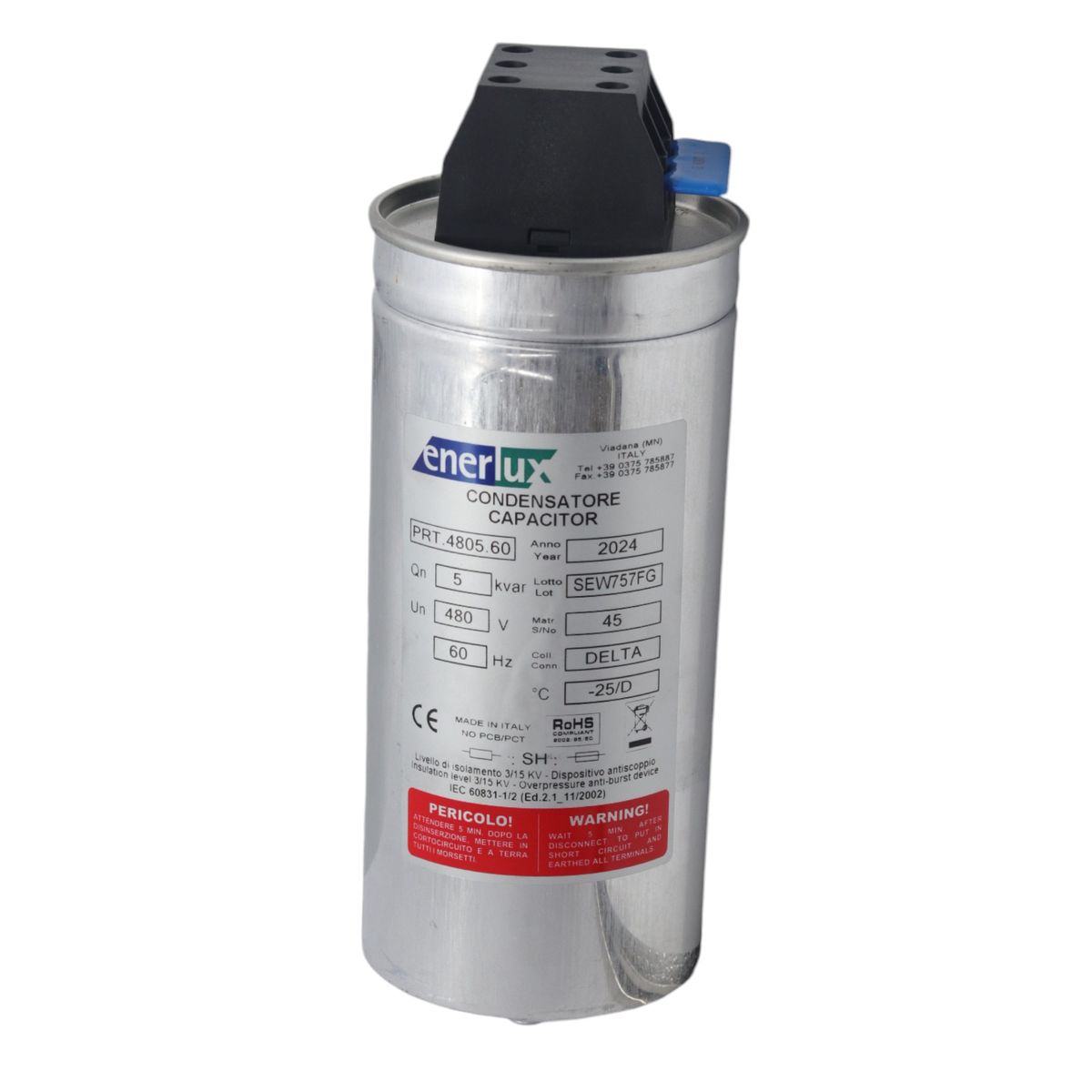 ENERLUX - Condensador Trifasico 480V 5KVAR Enerlux PRT.4805.60
