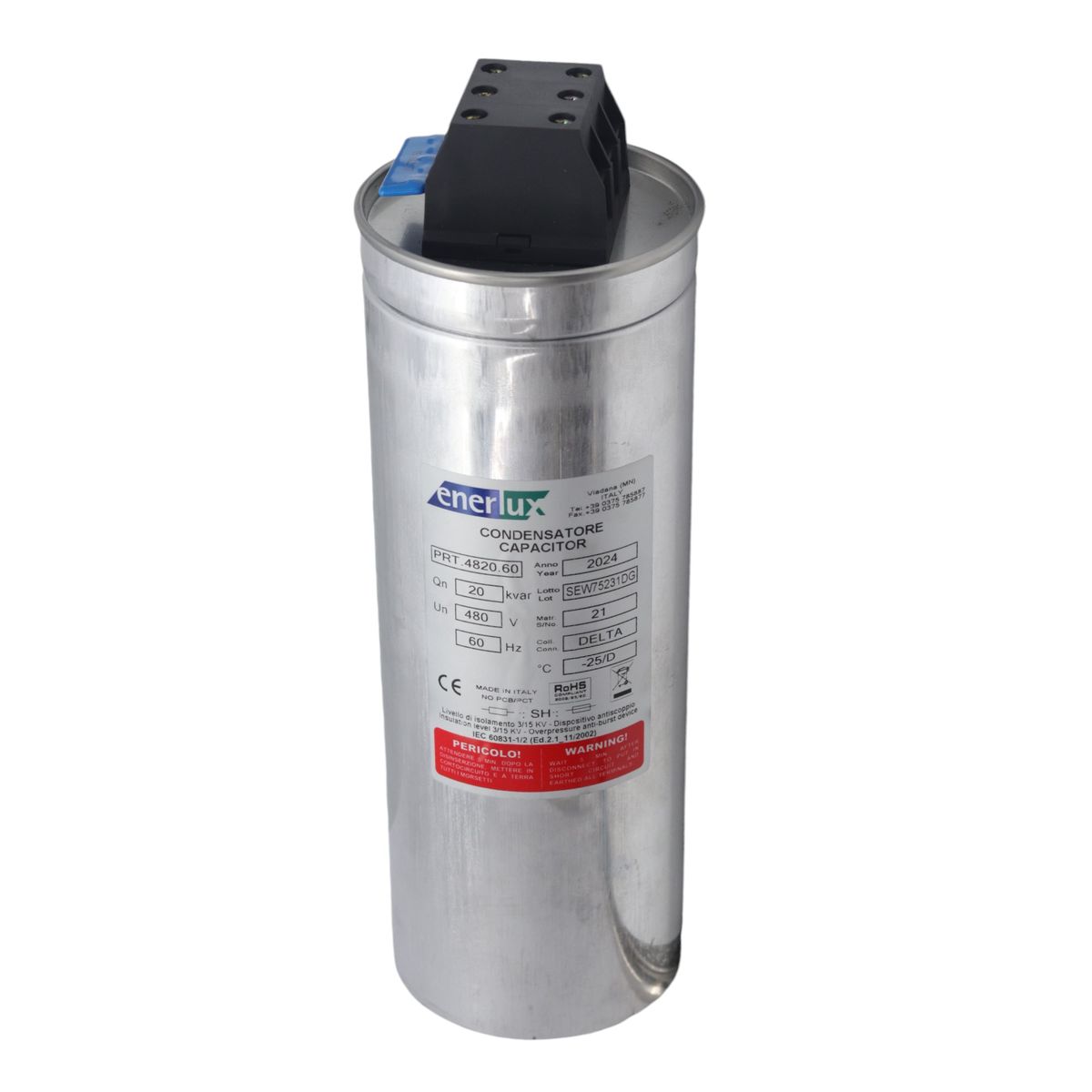 ENERLUX - Condensador Trifásico 20 KVAr 480 VAC Enerlux PRT4820.60