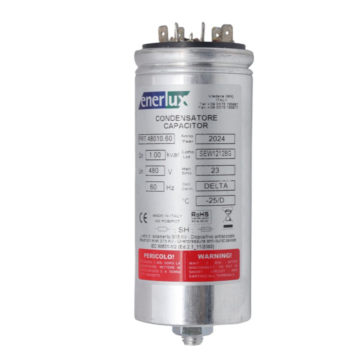 ENERLUX - Condensador Trifasico 480V  1KVAR Enerlux PRT.48010.60