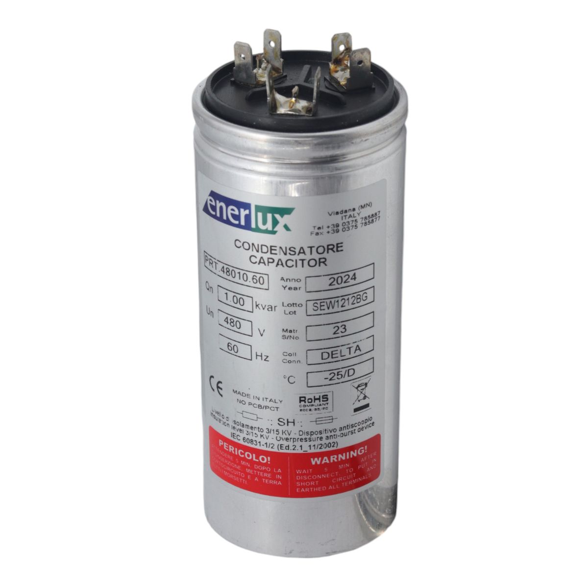 ENERLUX - Condensador Trifasico 480V  1KVAR Enerlux PRT.48010.60