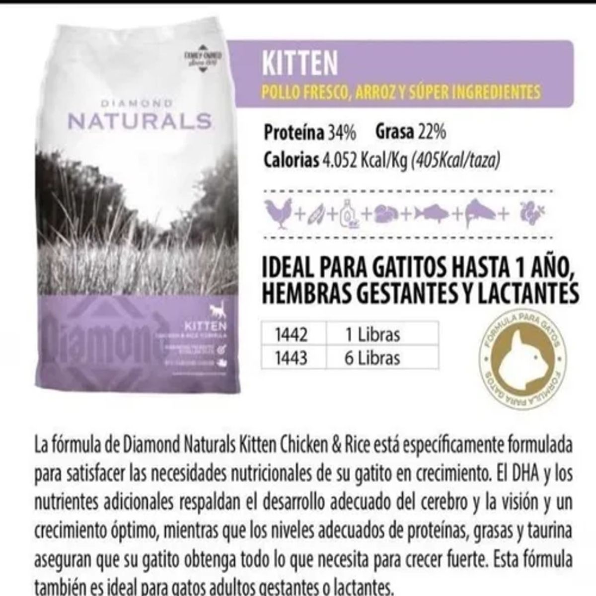 DIAMOND NATURALS - Diamond Fel Kitten 500 g