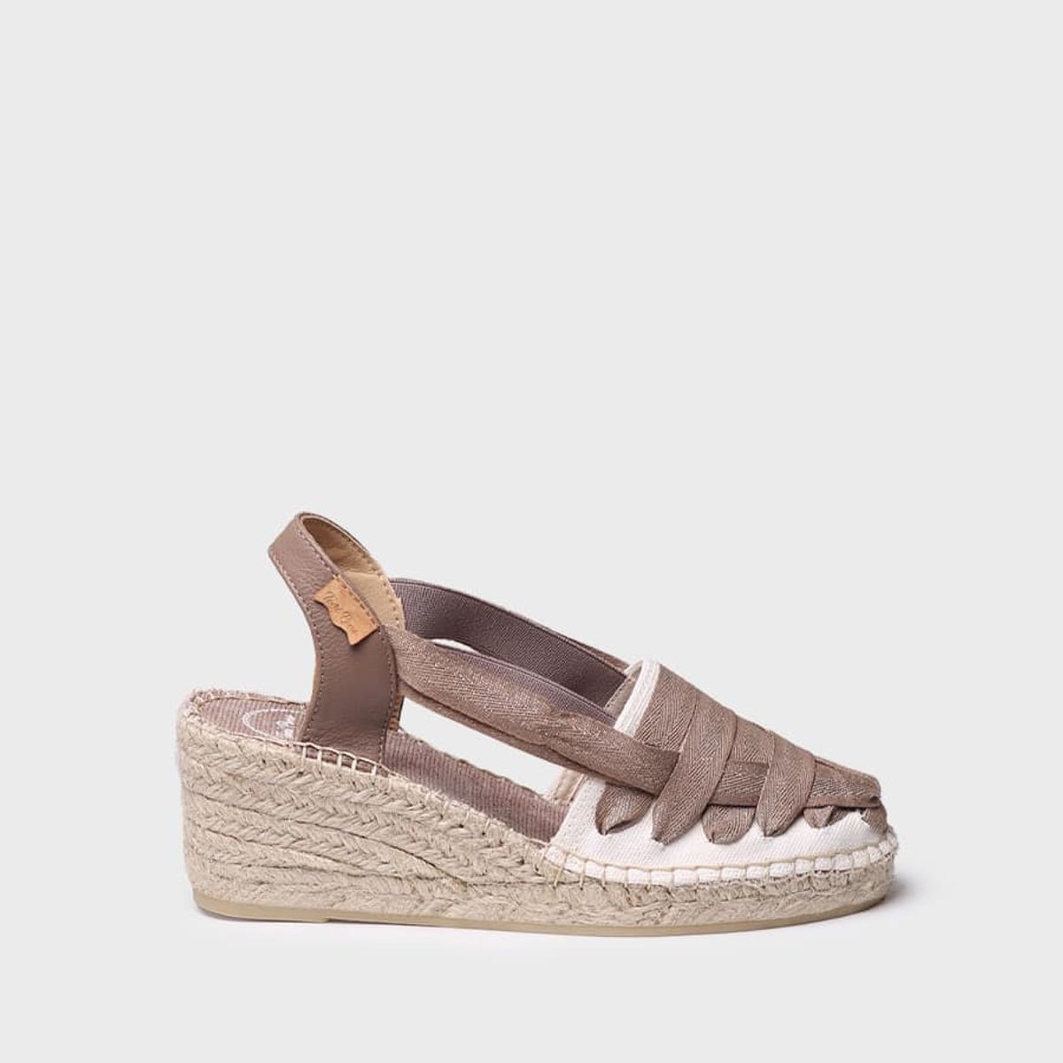 TONI PONS - Alpargata de mujer en algodón crudo con cuña y cintas  TRACY-CZ