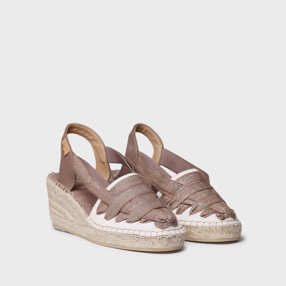 TONI PONS - Alpargata de mujer en algodón crudo con cuña y cintas  TRACY-CZ