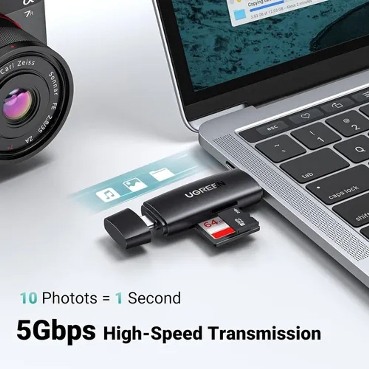 UGREEN - Ugreen Adaptador Doble Puerto Usb-c/usb 3.0 Lector Tarjetas
