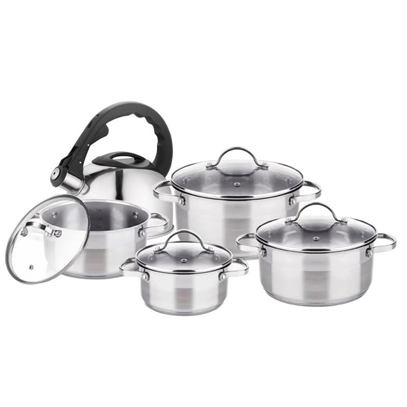 LAMART - Combo Batería de Cocina Acero Inoxidable de cocina con Tetera Lamart