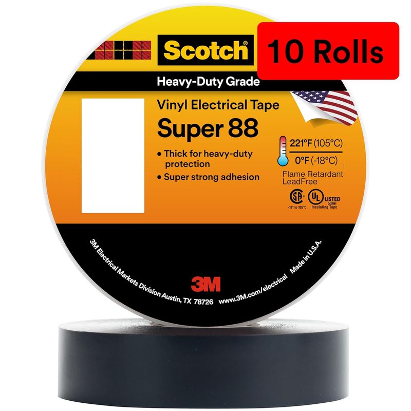 3M - Cinta eléctrica Scotch 88 15x44ft 10 pzas resistente