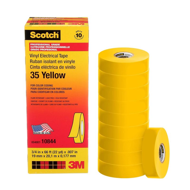 3M - Cinta de vinilo Scotch para electricidad 35 34 x 66 ft 10 rollos