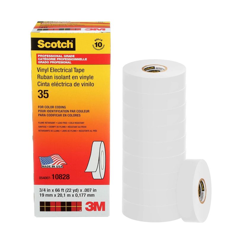 3M - Cinta de vinilo Scotch para electricidad 35 pack de 10