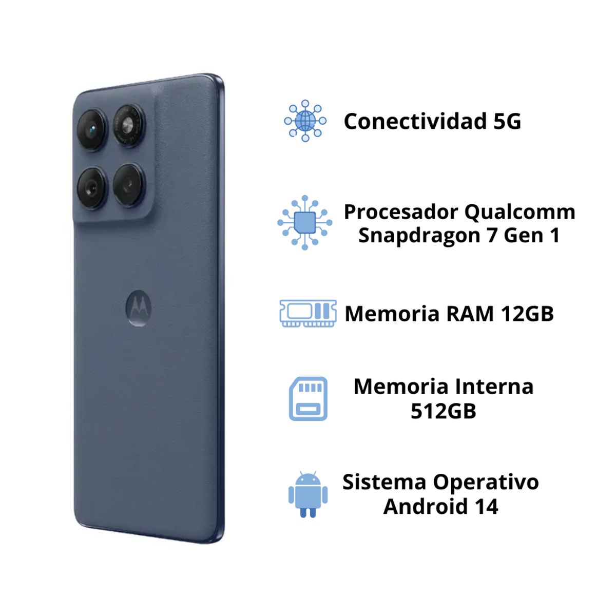 MOTOROLA - Celular Motorola Moto Edge 60 Fusion 256GB 8GB - Azul