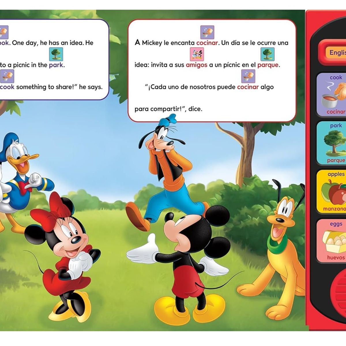 JUGANDO Y EDUCANDO - Libro Sonidos Mickey ¡un Pícnic Con Amigos Para Niños
