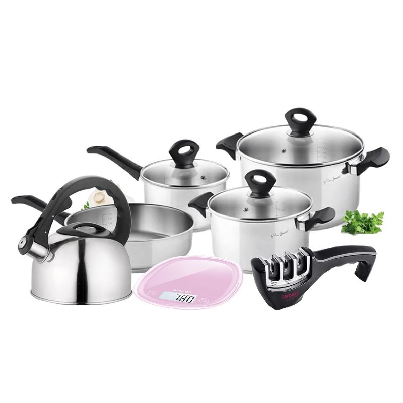 LAMART - Combo Set Ollas Batería De Cocina Inducción 10pz Acero Inox Lamart