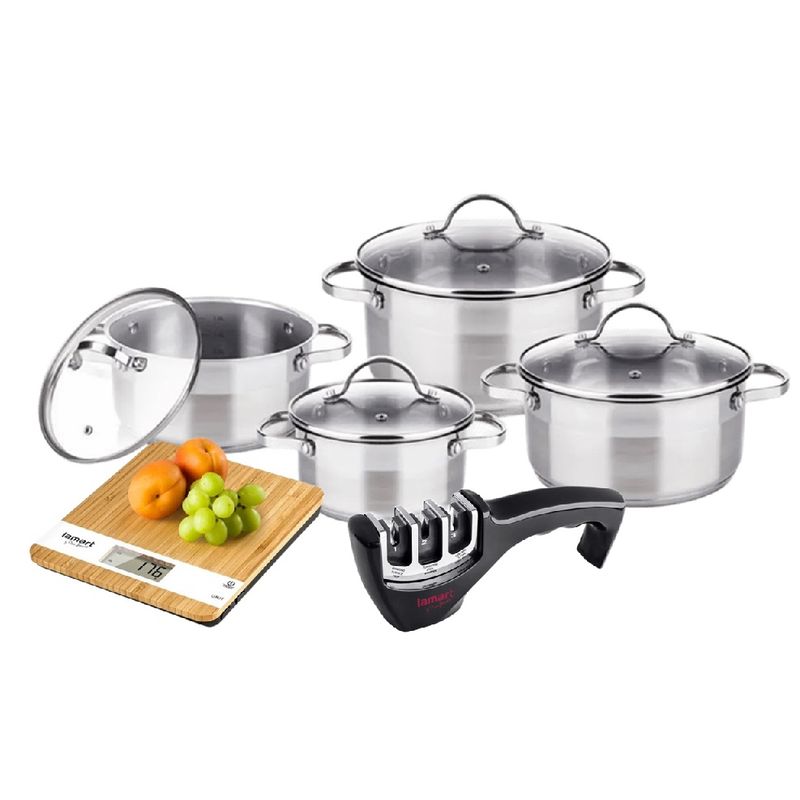 LAMART - Set Ollas Batería De Cocina Inducción 10pz Acero Inox Lamart