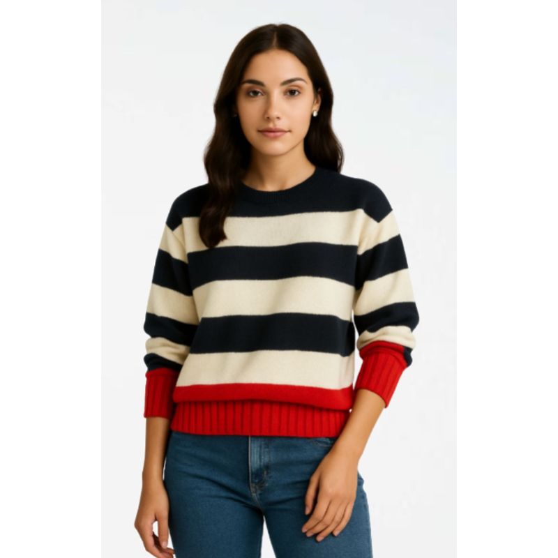 MOLGOA - Suéter para Mujer Cuello Redondo- The Linear