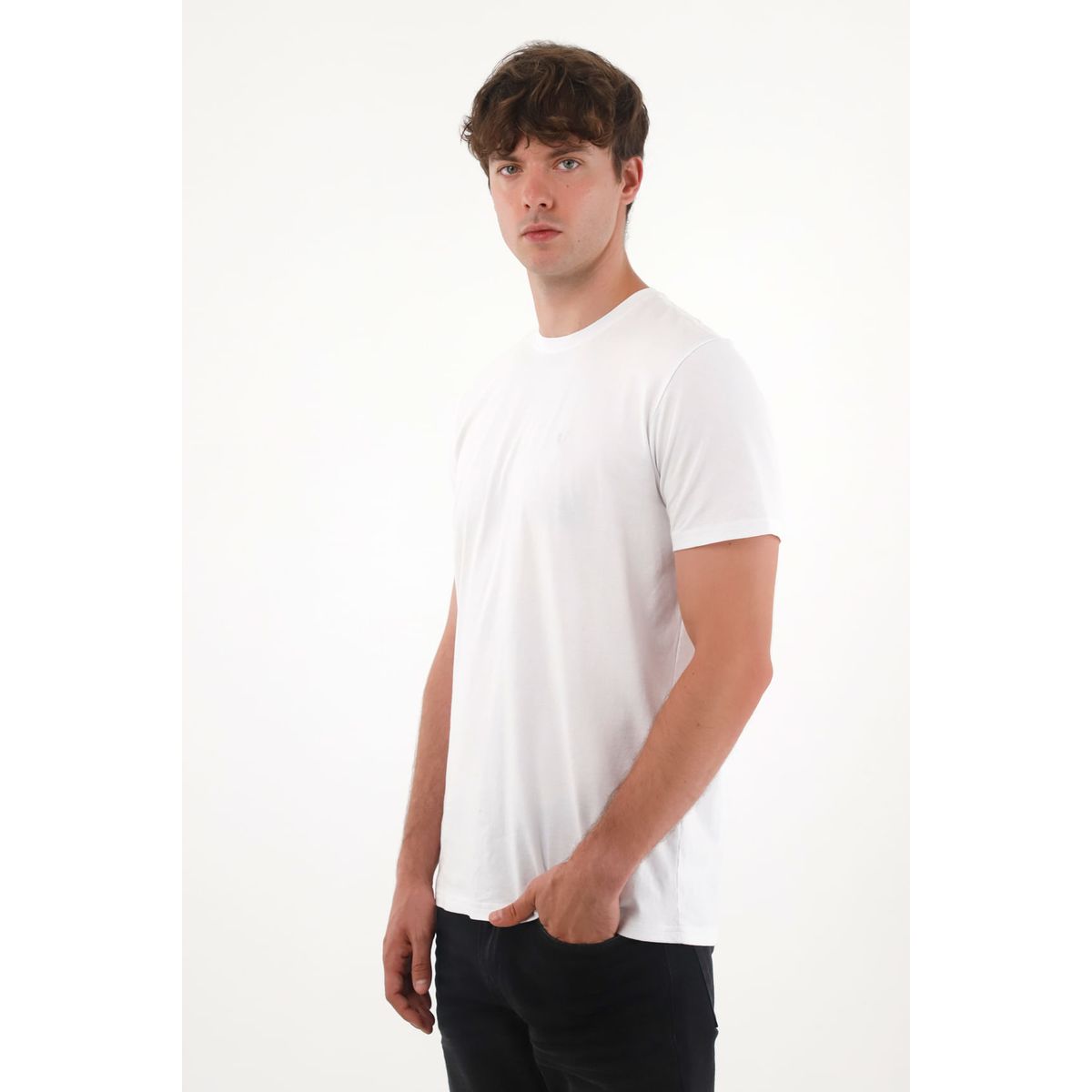 TENNIS - Camiseta manga corta en 100% algodón blanca para hombre