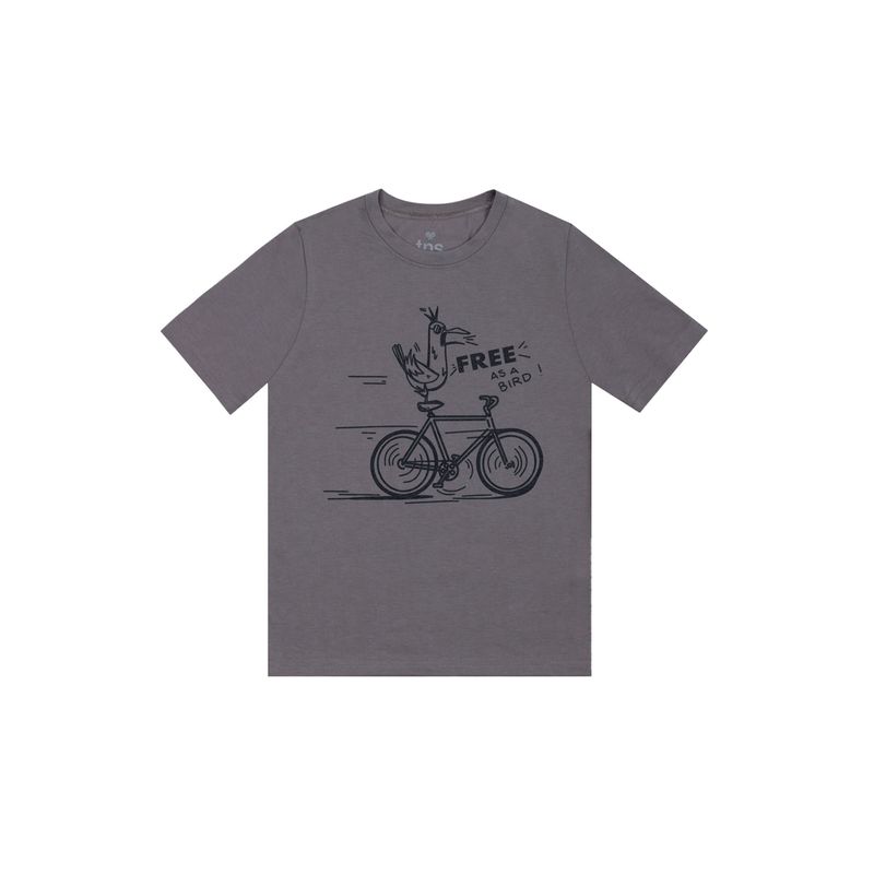 TENNIS - Camisera gris manga corta con estampado para niño