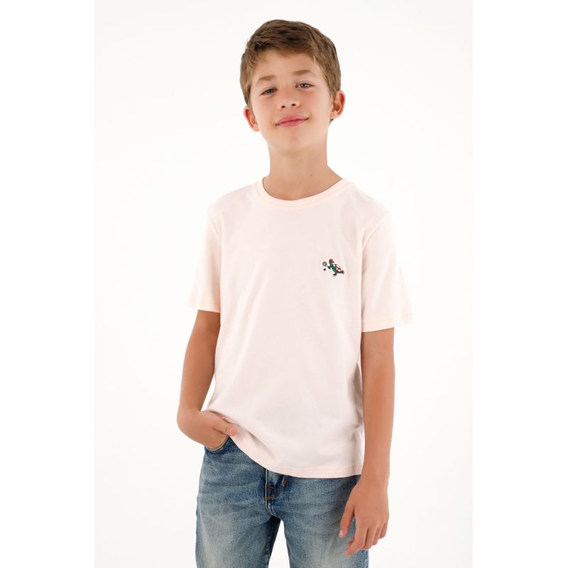 TENNIS - Camiseta rosada básica con estampado divertido para niño
