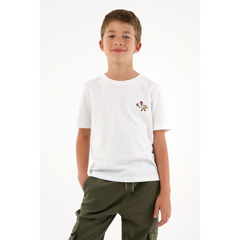 TENNIS - Camiseta con bordado decorativo blanca para niño