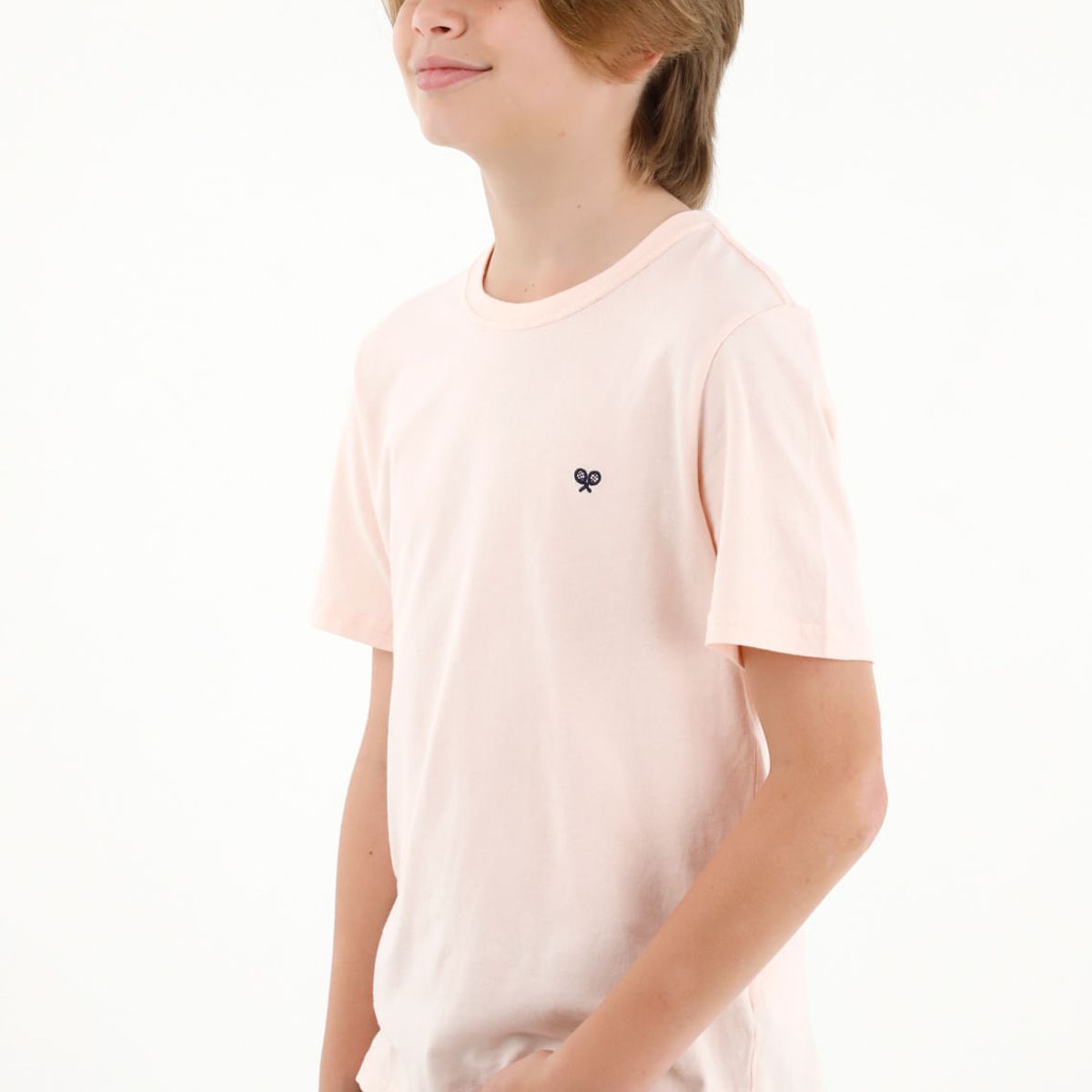 TENNIS - Camiseta rosada manga corta para niño