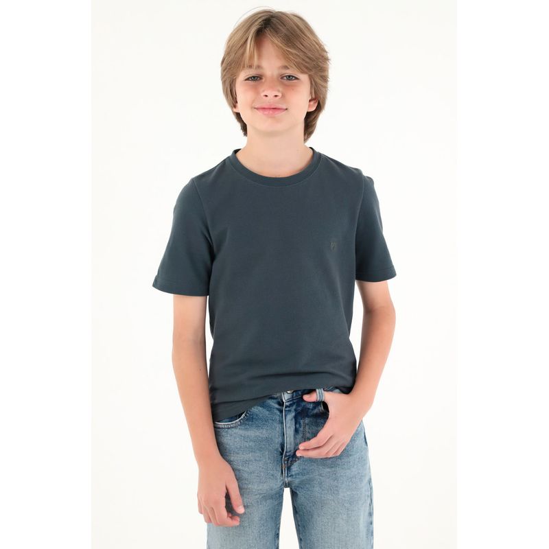 TENNIS - Camiseta azul cuello redondo para niño
