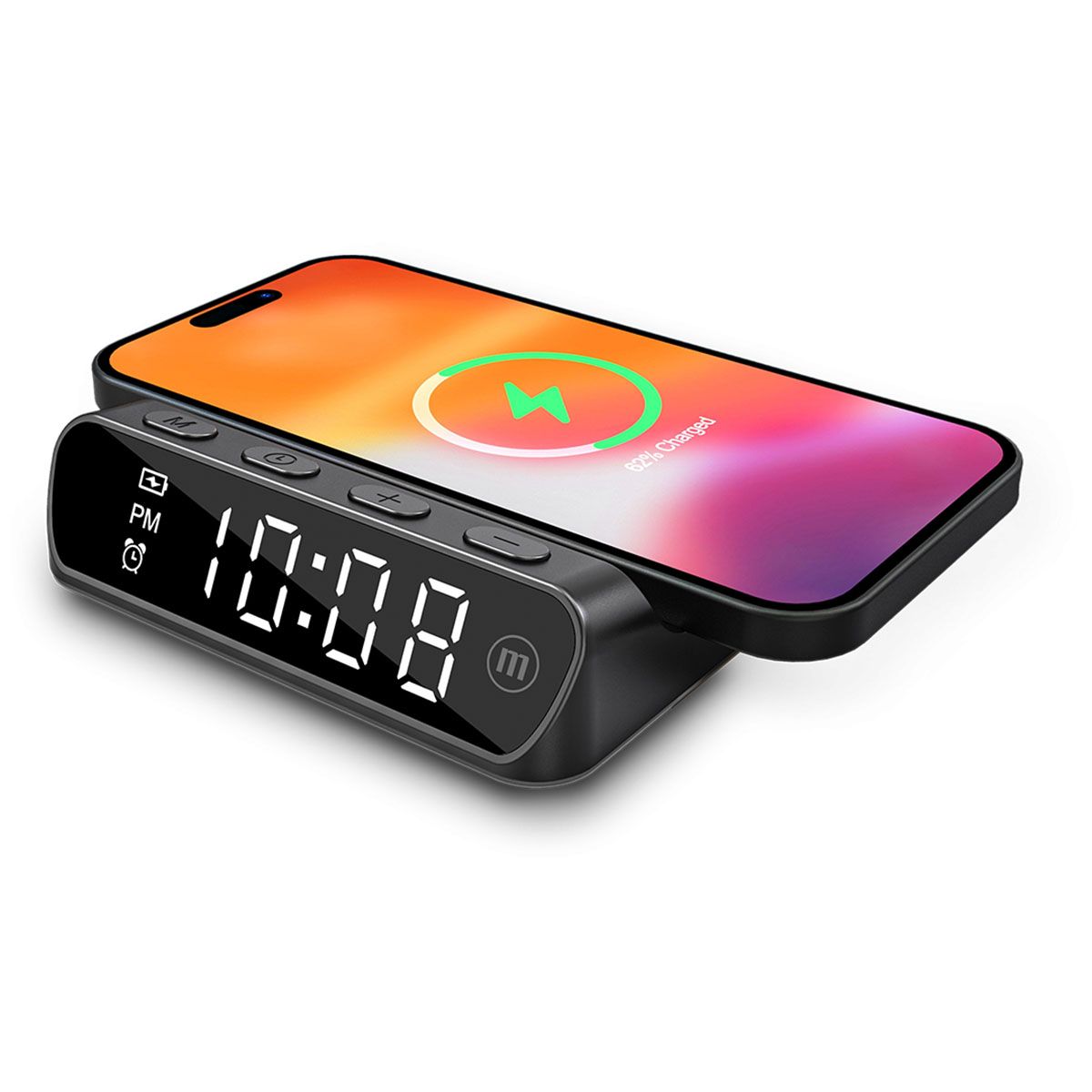 MAXELL - Cargador Inalámbrico Maxell Con Reloj Qiac-115 Usb A - Usbc