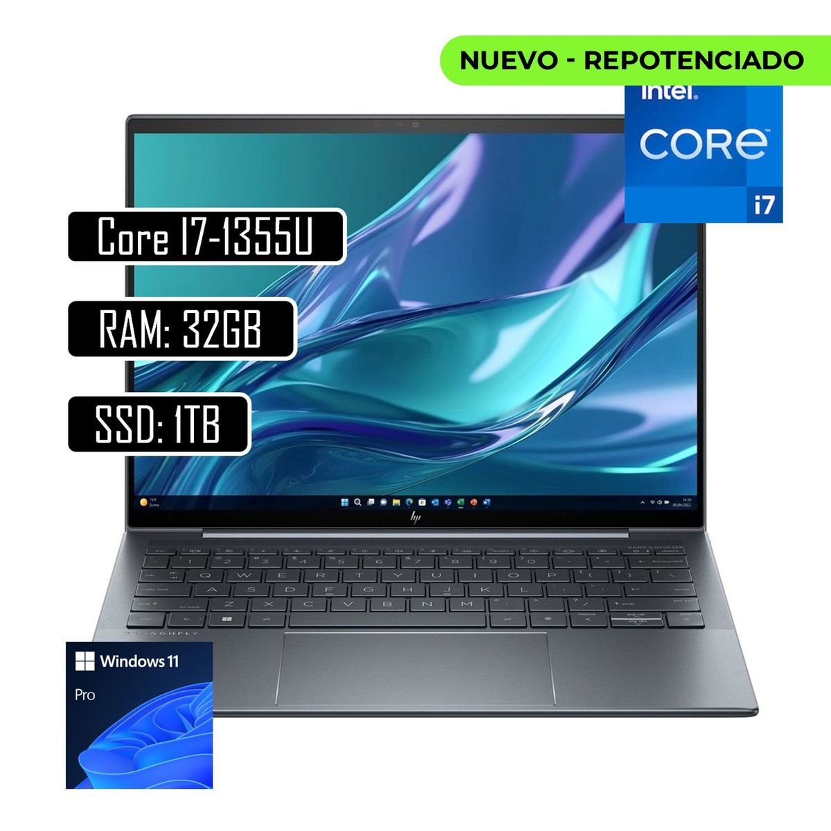 HP - Portatil HP Dragonfly G4 Core i7-1355U RAM 32GB SSD 1TB Win11 Pro