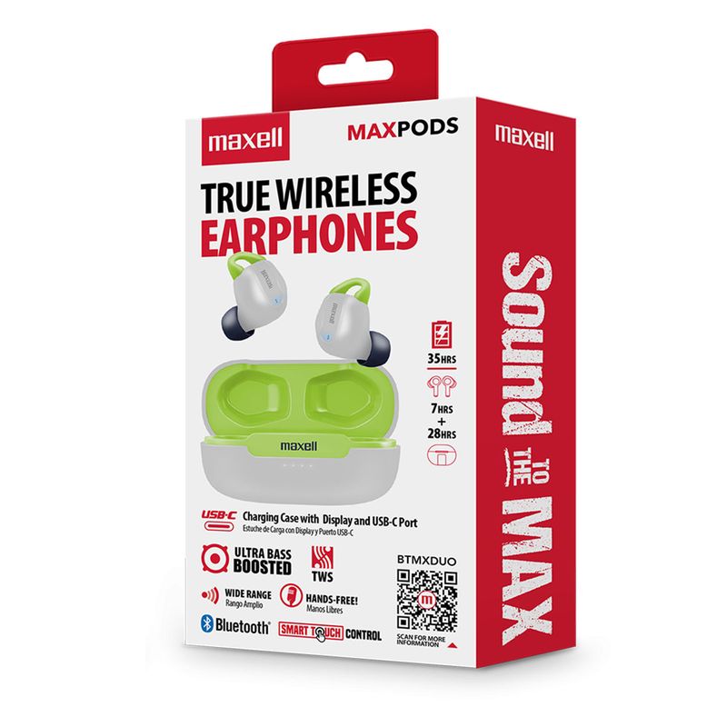 MAXELL - Audifonos Maxell True Ultra Bass Bluetooth Blancoverde