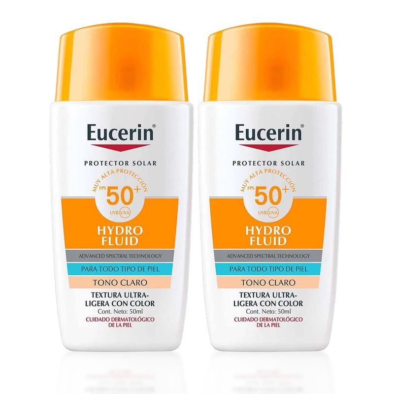 EUCERIN - Protector Solar Eucerin Hydro Fluid Tono Claro FPS 50 x2