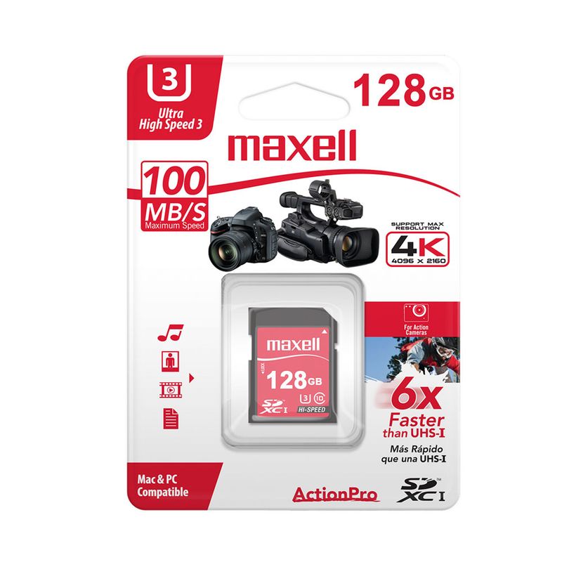 MAXELL - Maxell Memoria Sd 128gb Action Pro Class 10 Sdxc