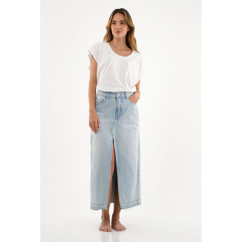 TOPMARK - Falda azul en denim para mujer
