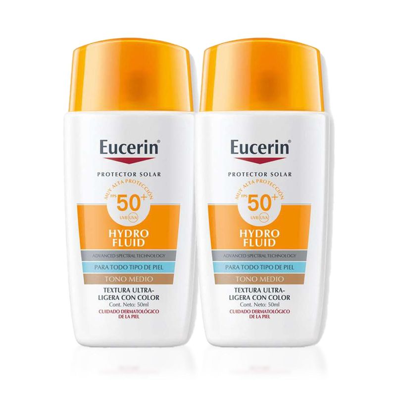 EUCERIN - Protector Solar Eucerin Hydro Fluid Tono Medio FPS 50 x2