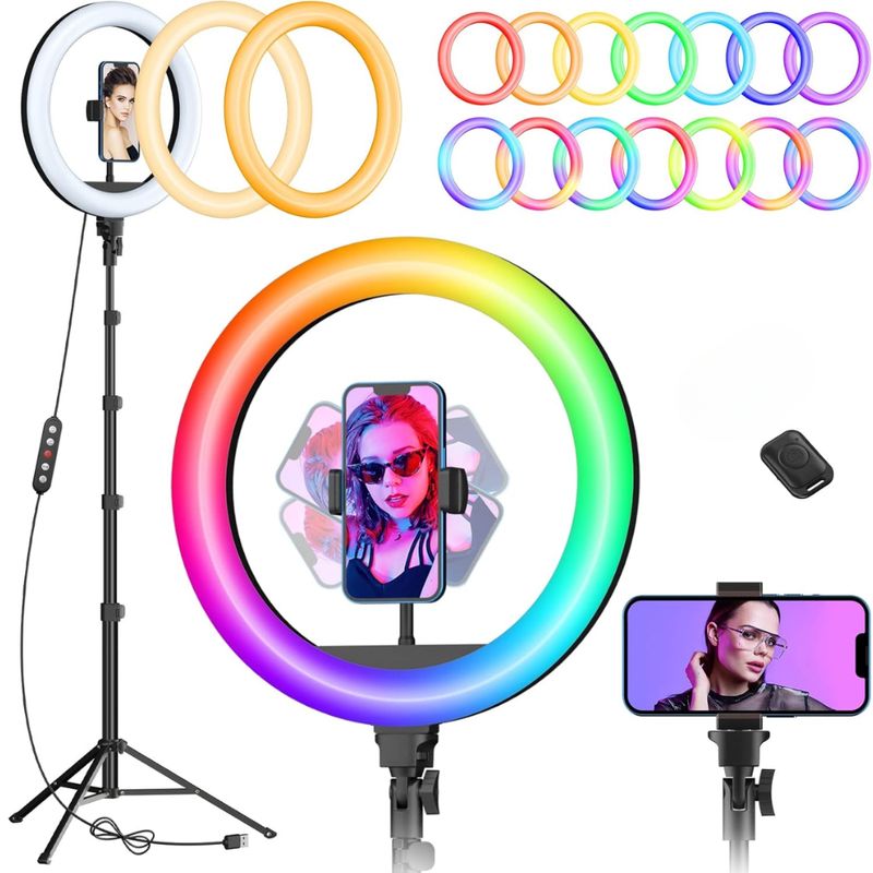 GENERICO - Aro De Luz 33 Cm Rgb Led Con Trípode Profesional 2 Mts
