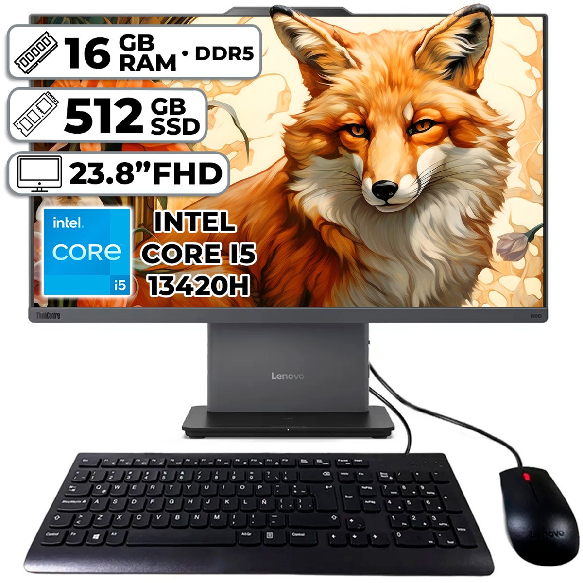 LENOVO - TODO EN UNO LENOVO NEO 50A GEN5 INTEL CORE I5-13420H 16GB RAM 512GB SSD 238″ FHD