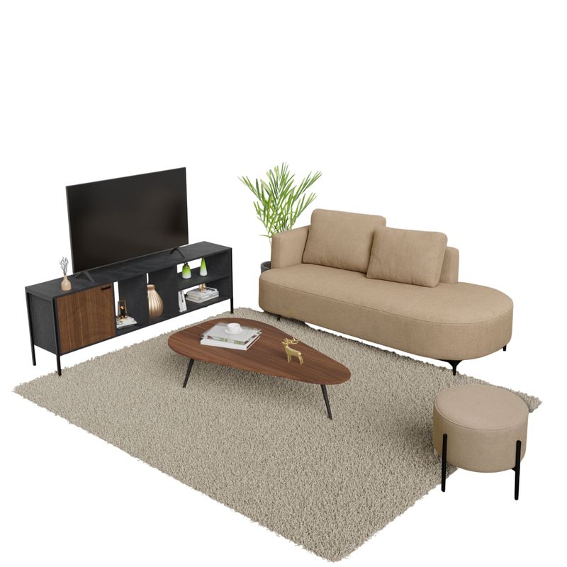 DKO DESIGN - Sala Dubai Sofa + Mesa Pata Tv + Puff +Mesa De Centro Beige