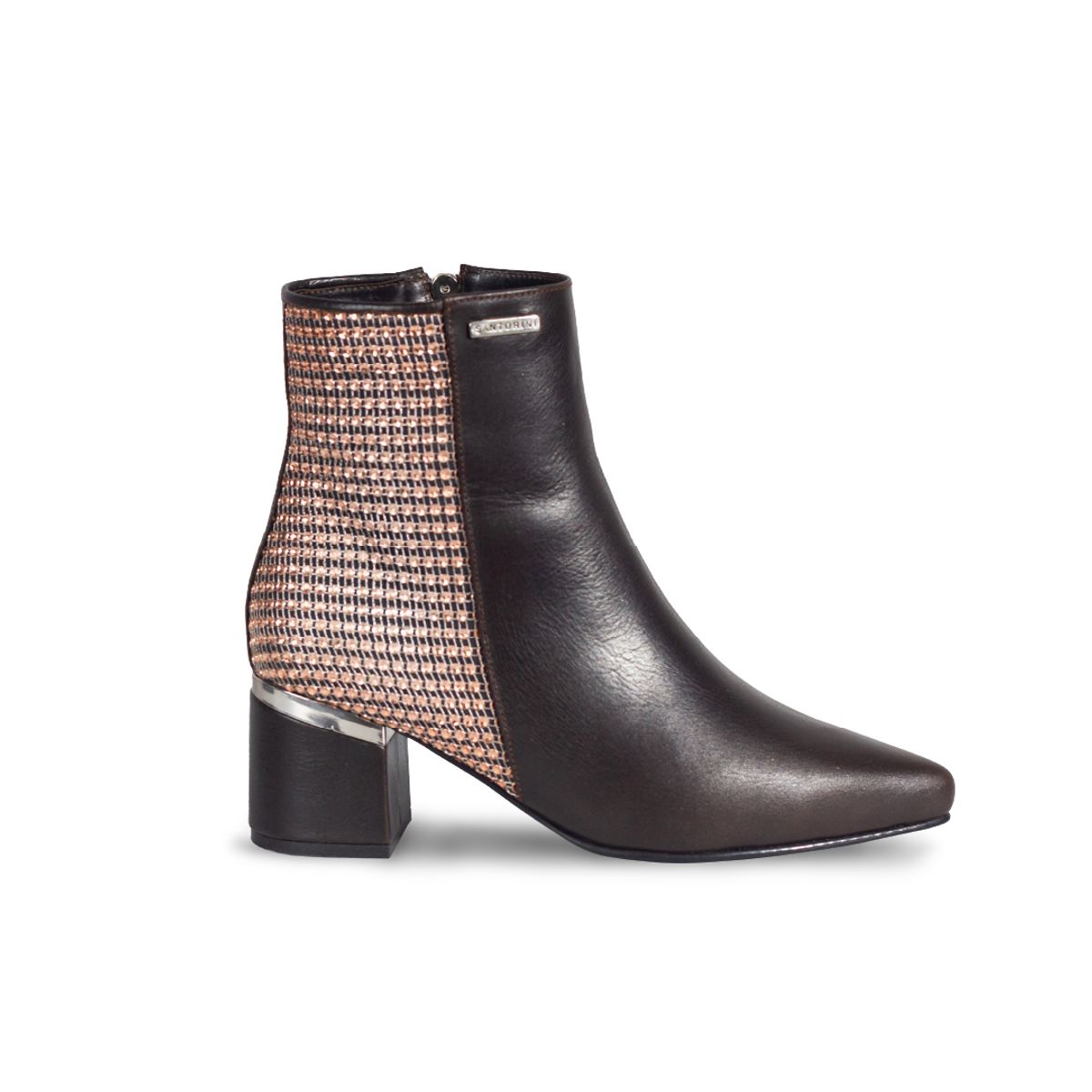 SANTORINI - Botines Moda Mujer Menisa Cuero Café