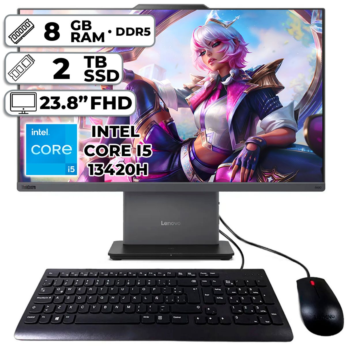 LENOVO - TODO EN UNO LENOVO NEO 50A GEN5 INTEL CORE I5-13420H 8GB RAM 2TB SSD 238″ FHD