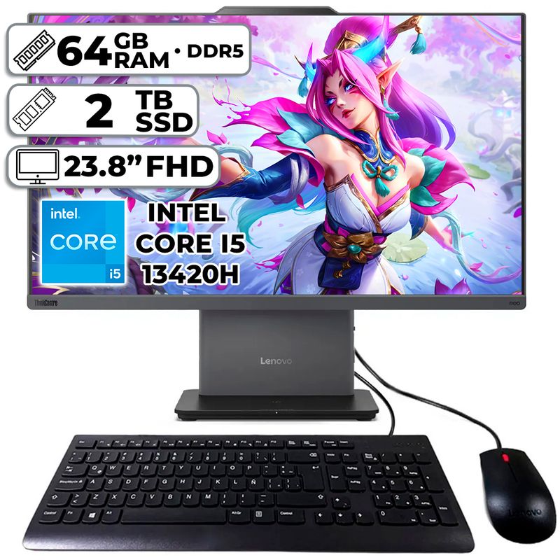 LENOVO - TODO EN UNO LENOVO NEO 50A GEN5 INTEL CORE I5-13420H 64GB RAM 2TB SSD 238″ FHD