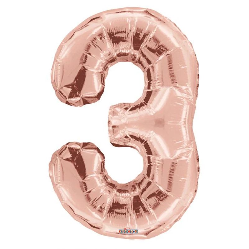 GENERICO - GLOBO METALIZADO NUMERO 3 ORO ROSA 16"