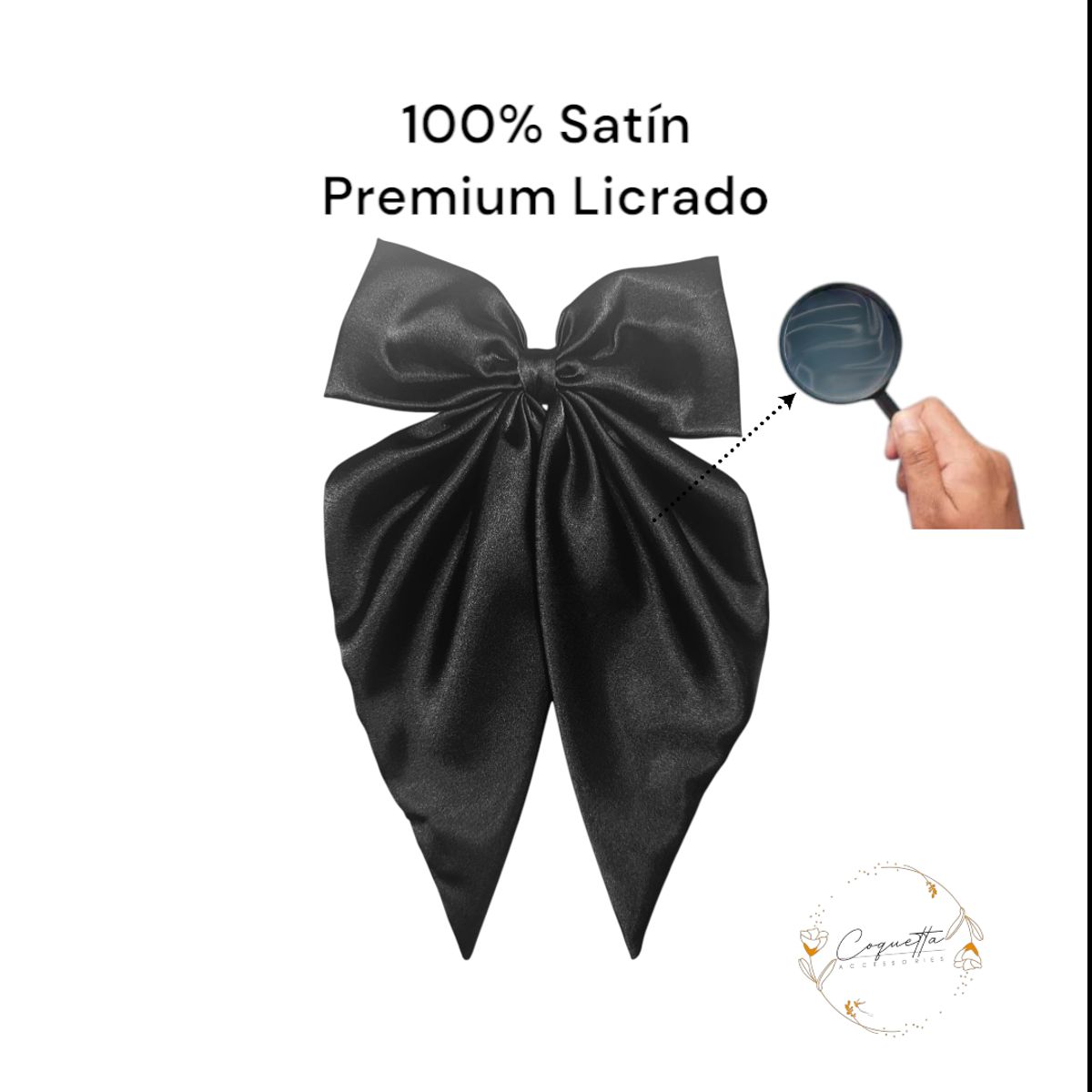 GENERICO - Moño Coquette en satín premium licrado color Negro